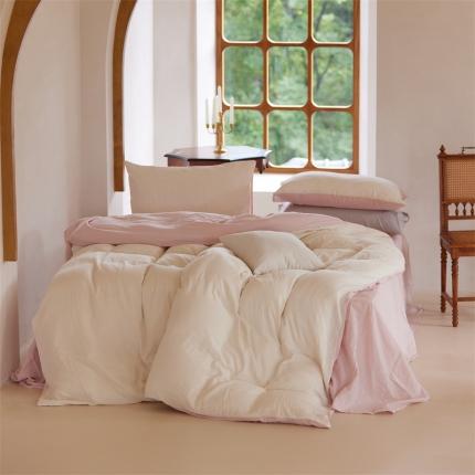 91家纺网 家纺一手货源 找家纺 （总）安莱生活 2022新款全棉双层纱纯色四件套--小清新风