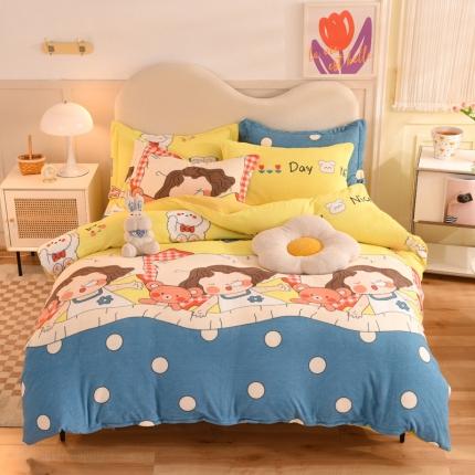 甜之梦家纺 2025新款印花牛奶绒单品四件套 泡泡公主