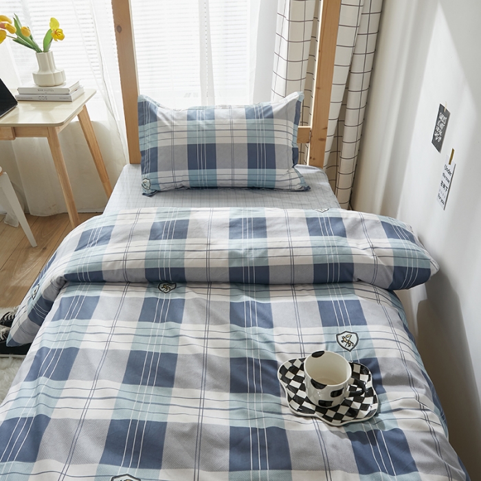 91家纺网 家纺一手货源 找家纺 怡家居 2023新款开学季全棉学生宿舍六件套 条格主义