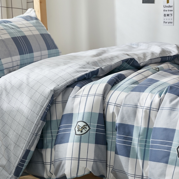 91家纺网 家纺一手货源 找家纺 怡家居 2023新款开学季全棉学生宿舍六件套 条格主义