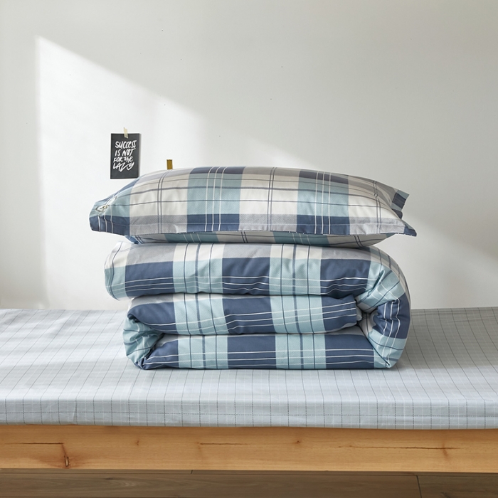 91家纺网 家纺一手货源 找家纺 怡家居 2023新款开学季全棉学生宿舍六件套 条格主义