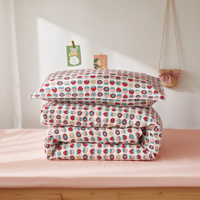 91家纺网 家纺一手货源 找家纺 怡家居 2023新款开学季全棉学生宿舍六件套 草莓派对