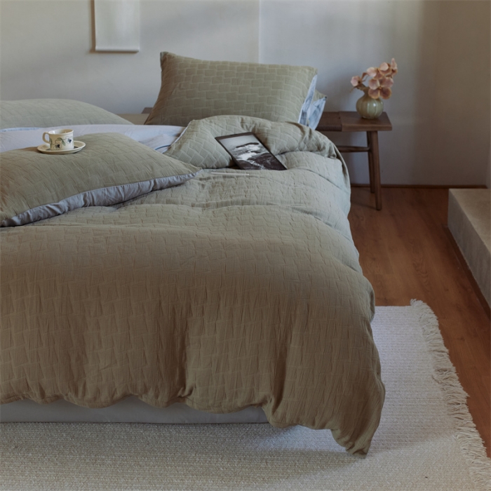 91家纺网 家纺一手货源 找家纺 总 安莱生活 2022新款泡芙三层纱四件套--侘寂风