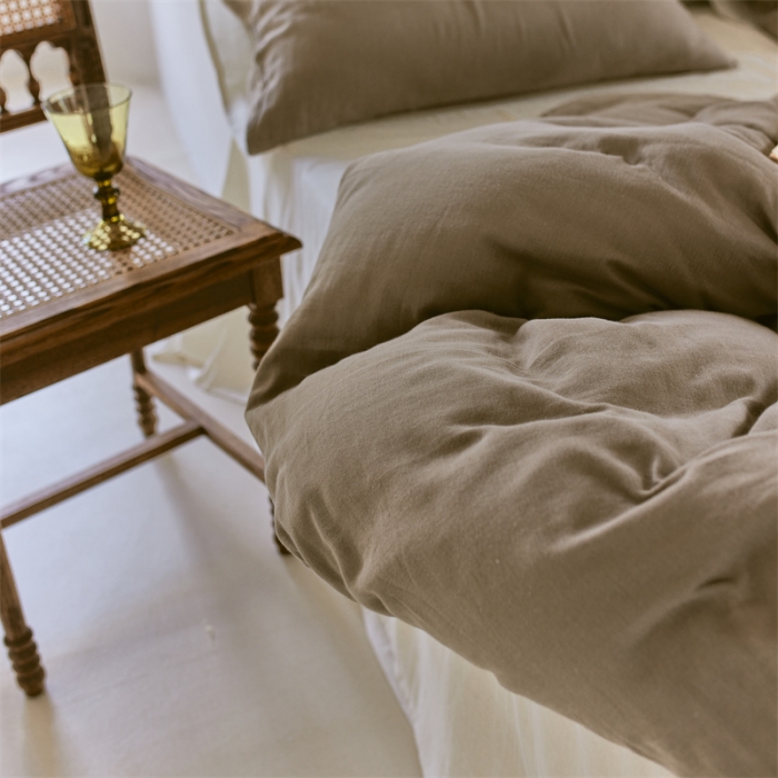 91家纺网 家纺一手货源 找家纺 （总）安莱生活 2022新款全棉双层纱纯色四件套--小清新风