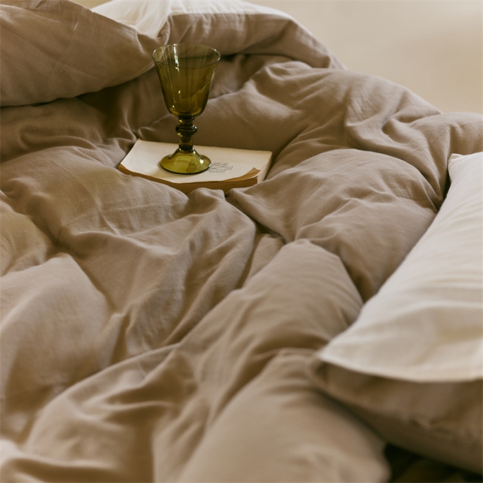 91家纺网 家纺一手货源 找家纺 （总）安莱生活 2022新款全棉双层纱纯色四件套--小清新风