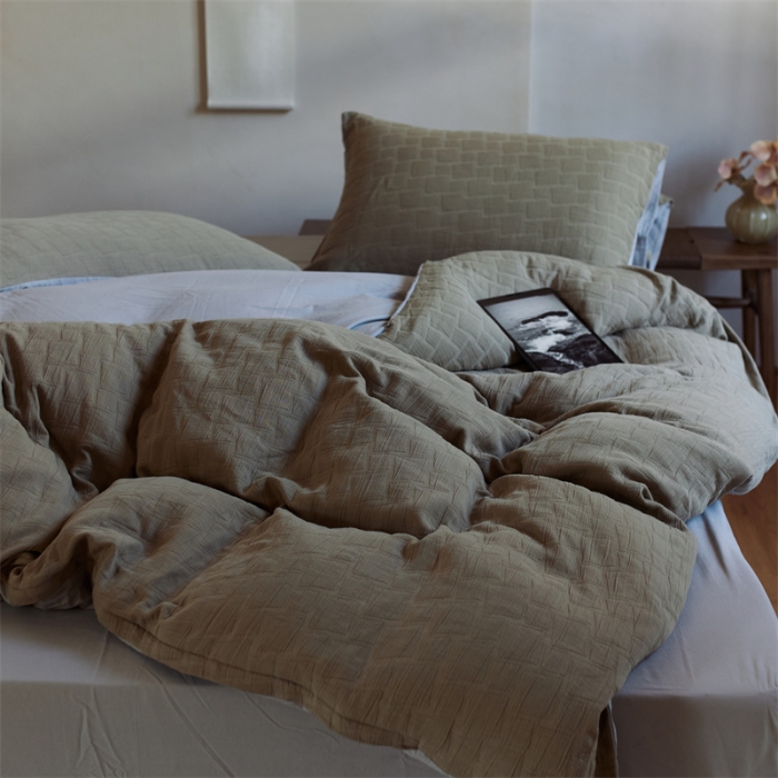 91家纺网 家纺一手货源 找家纺 安莱生活 2022新款泡芙三层纱四件套--侘寂风 芥末