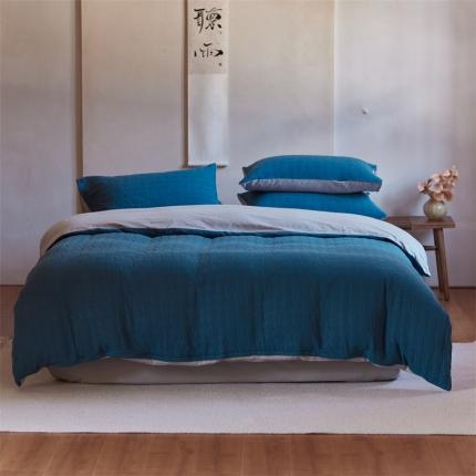 安莱生活 2022新款泡芙三层纱四件套--侘寂风 深海