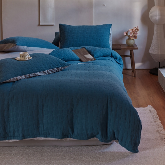 91家纺网 家纺一手货源 找家纺 安莱生活 2022新款泡芙三层纱四件套--侘寂风 深海