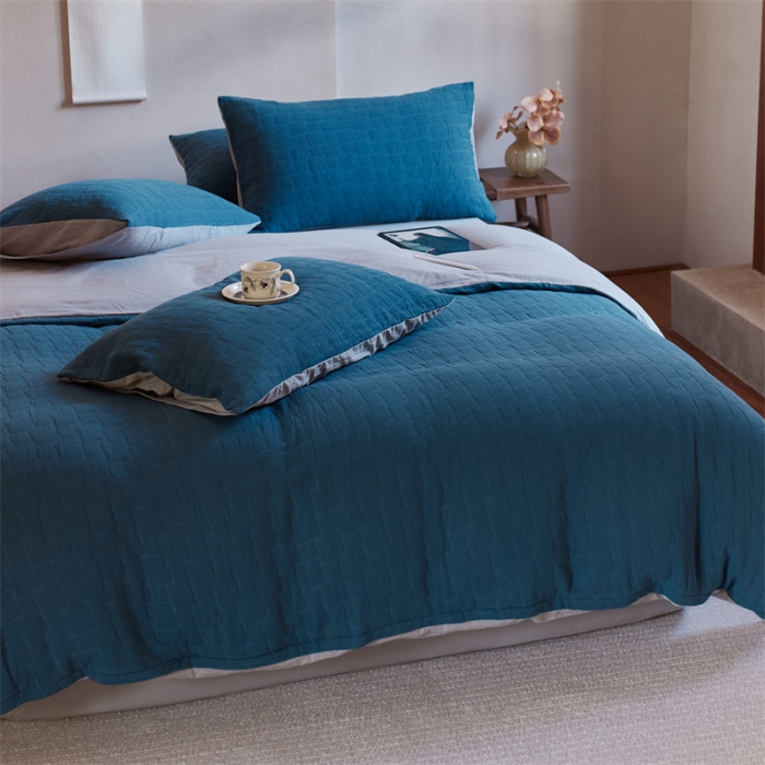 91家纺网 家纺一手货源 找家纺 安莱生活 2022新款泡芙三层纱四件套--侘寂风 深海