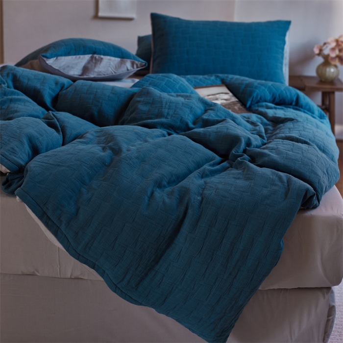 91家纺网 家纺一手货源 找家纺 安莱生活 2022新款泡芙三层纱四件套--侘寂风 深海