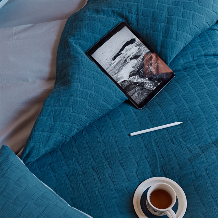 91家纺网 家纺一手货源 找家纺 安莱生活 2022新款泡芙三层纱四件套--侘寂风 深海