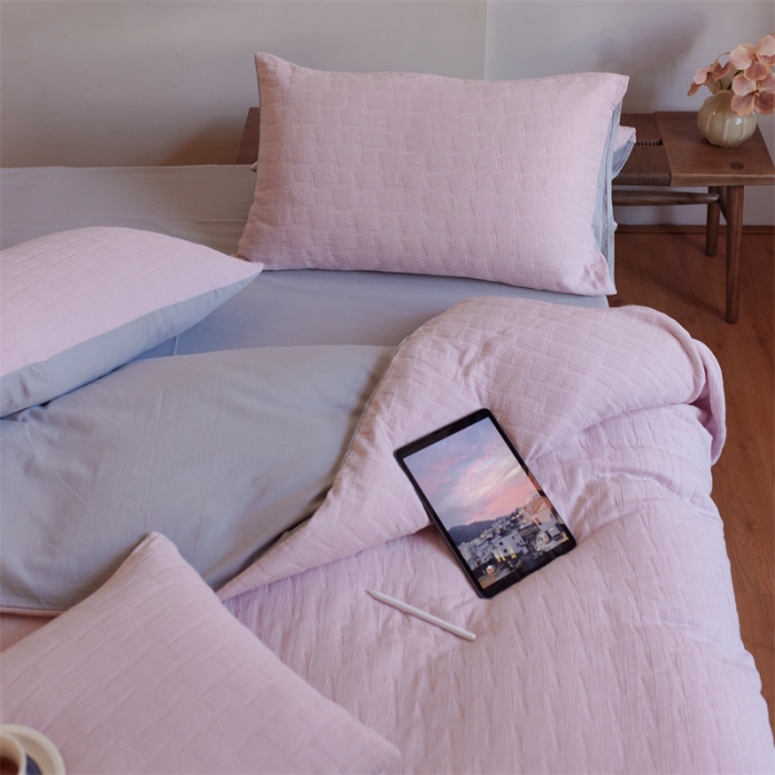 91家纺网 家纺一手货源 找家纺 安莱生活 2022新款泡芙三层纱四件套--侘寂风 桃花