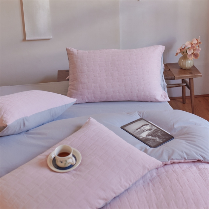 91家纺网 家纺一手货源 找家纺 安莱生活 2022新款泡芙三层纱四件套--侘寂风 桃花