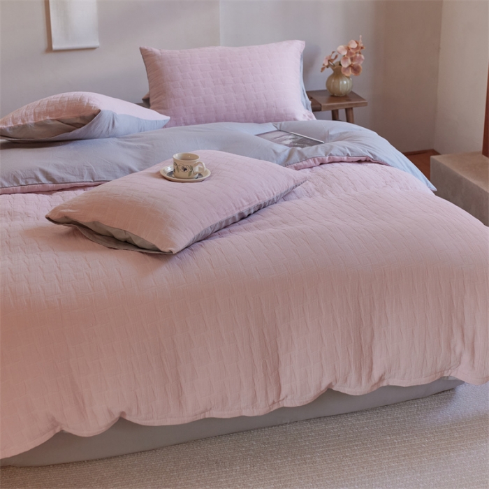 91家纺网 家纺一手货源 找家纺 安莱生活 2022新款泡芙三层纱四件套--侘寂风 桃花