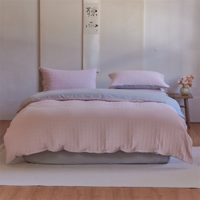 91家纺网 家纺一手货源 找家纺 安莱生活 2022新款泡芙三层纱四件套--侘寂风 桃花