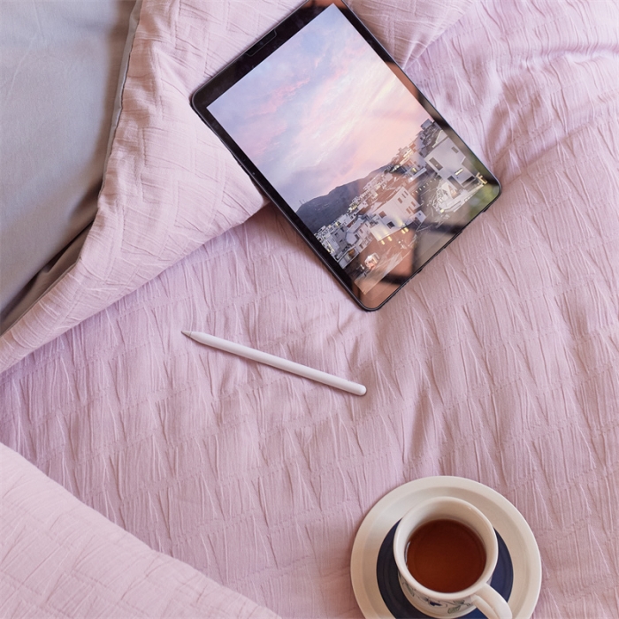 91家纺网 家纺一手货源 找家纺 安莱生活 2022新款泡芙三层纱四件套--侘寂风 桃花