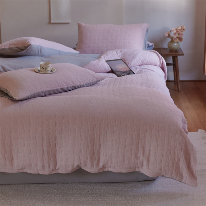 91家纺网 家纺一手货源 找家纺 安莱生活 2022新款泡芙三层纱四件套--侘寂风 桃花