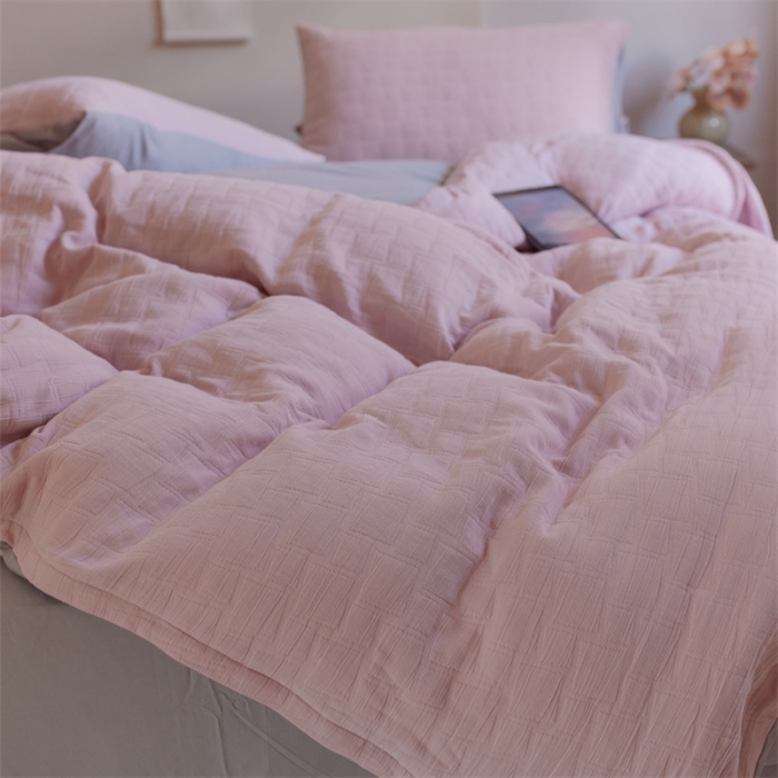 91家纺网 家纺一手货源 找家纺 安莱生活 2022新款泡芙三层纱四件套--侘寂风 桃花