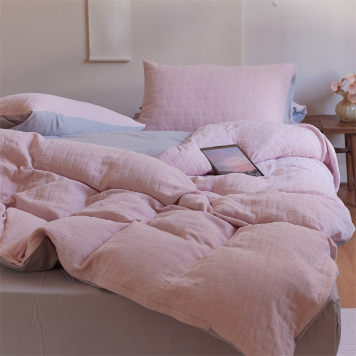 91家纺网 家纺一手货源 找家纺 安莱生活 2022新款泡芙三层纱四件套--侘寂风 桃花