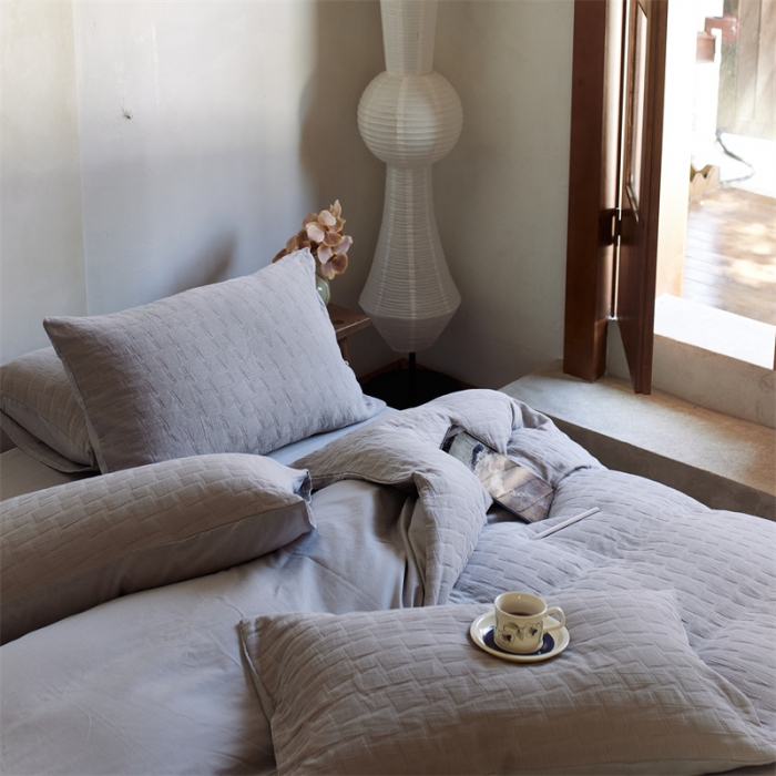 91家纺网 家纺一手货源 找家纺 安莱生活 2022新款泡芙三层纱四件套--侘寂风 银河