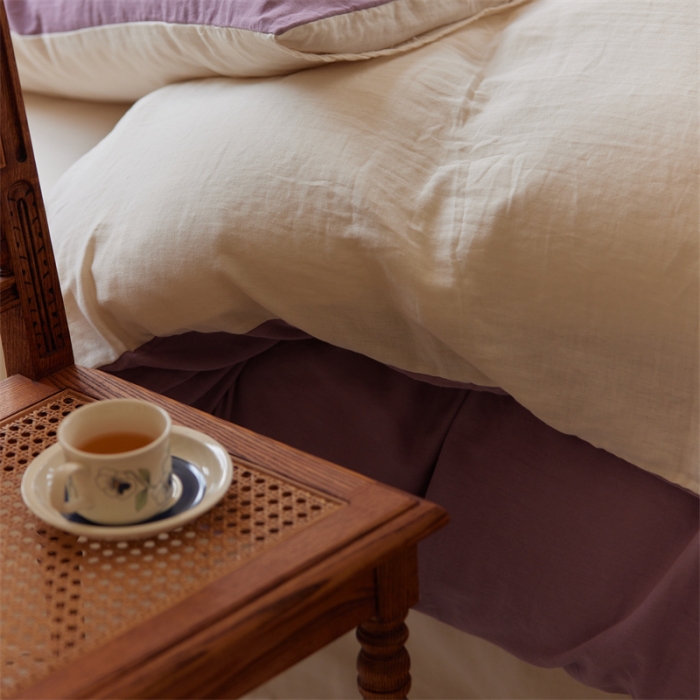 91家纺网 家纺一手货源 找家纺 安莱生活 2022新款全棉双层纱纯色四件套--小清新风 子微