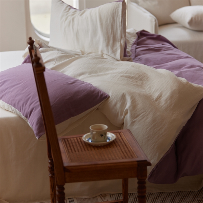 91家纺网 家纺一手货源 找家纺 安莱生活 2022新款全棉双层纱纯色四件套--小清新风 子微