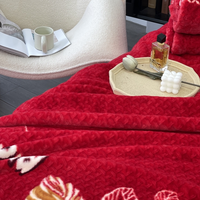 91家纺网 家纺一手货源 找家纺 缔缦 2022新款More design毛毯 裘皮毯 红色