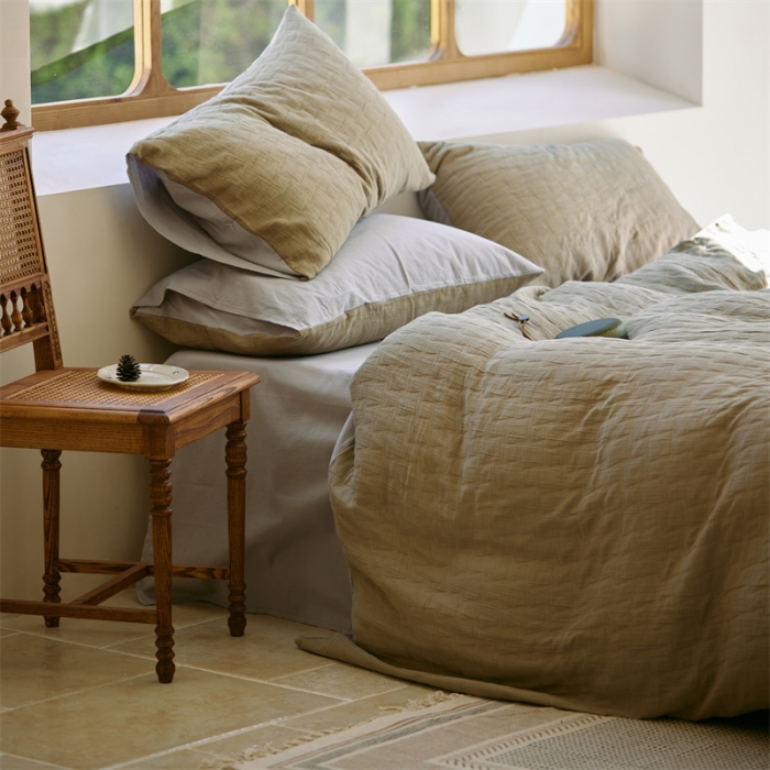 91家纺网 家纺一手货源 找家纺 总 安莱生活 2022新款泡芙三层纱四件套--小清新风