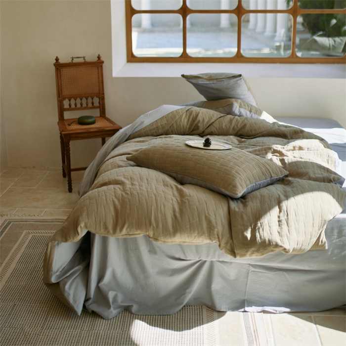 91家纺网 家纺一手货源 找家纺 总 安莱生活 2022新款泡芙三层纱四件套--小清新风