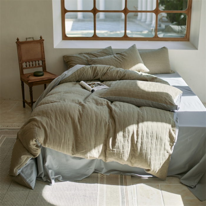 91家纺网 家纺一手货源 找家纺 总 安莱生活 2022新款泡芙三层纱四件套--小清新风