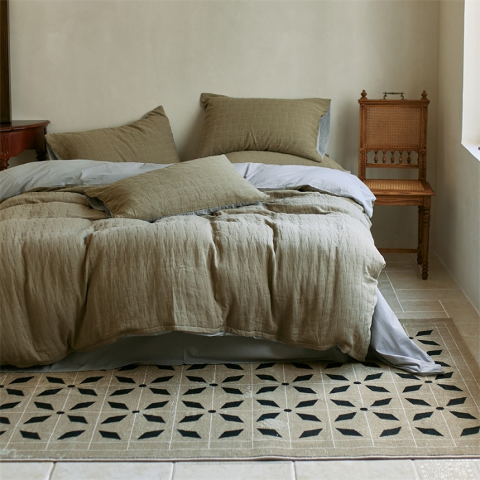 91家纺网 家纺一手货源 找家纺 总 安莱生活 2022新款泡芙三层纱四件套--小清新风