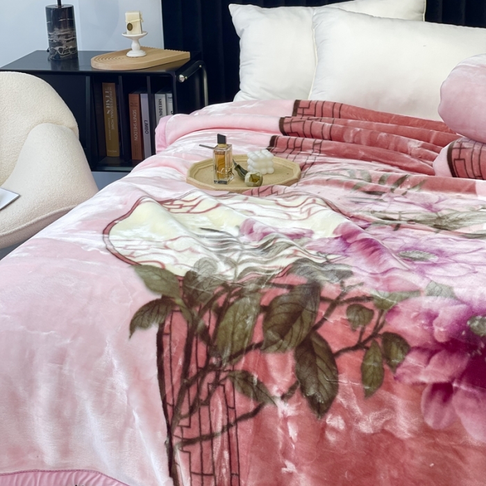 91家纺网 家纺一手货源 找家纺 缔缦 2022新款More design毛毯 水柔毯 粉色