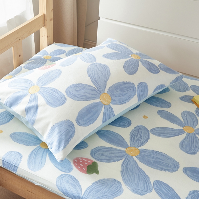 91家纺网 家纺一手货源 找家纺 怡家居  2023新款棉加水晶绒开学季学生床垫套 蓝梦