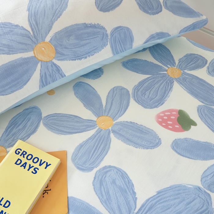 91家纺网 家纺一手货源 找家纺 怡家居  2023新款棉加水晶绒开学季学生床垫套 蓝梦