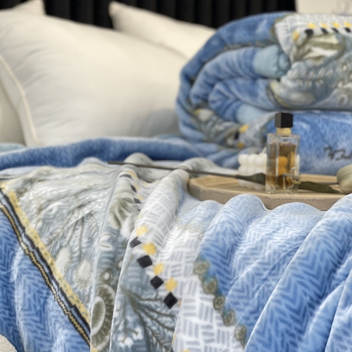 91家纺网 家纺一手货源 找家纺 缔缦 2022新款More design毛毯 水柔毯 雾蓝