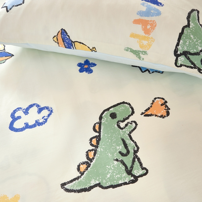 91家纺网 家纺一手货源 找家纺 怡家居  2023新款棉加水晶绒开学季学生床垫套 小恐龙