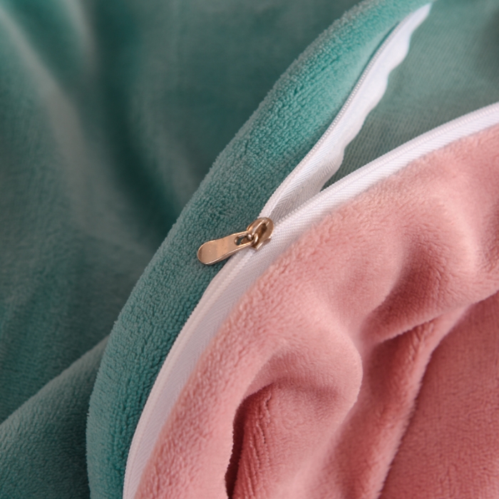 91家纺网 家纺一手货源 找家纺 甜之梦 2025牛奶绒纯色拼色单品四件套被套（可定制尺寸） 湖绿拼色