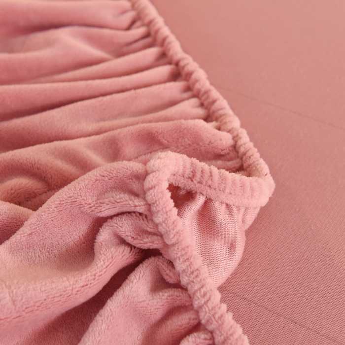 91家纺网 家纺一手货源 找家纺 甜之梦  2025牛奶绒纯色拼色单品四件套床笠（可定制尺寸）淡粉加深灰拼色