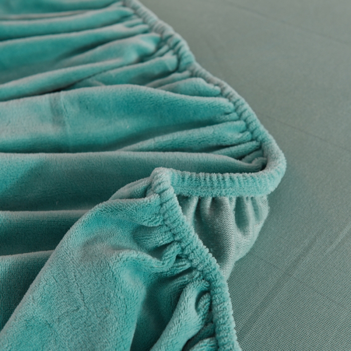 91家纺网 家纺一手货源 找家纺 甜之梦 2025牛奶绒纯色拼色单品四件套床笠（可定制尺寸） 湖绿拼色