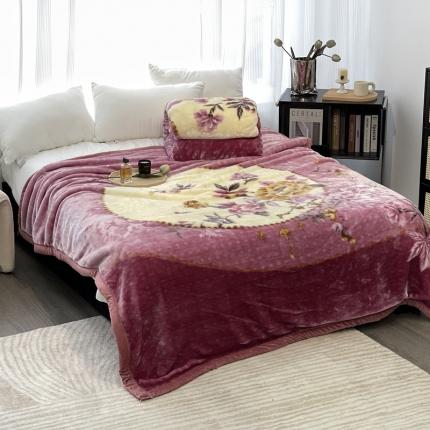 缔缦 2022新款More design毛毯 天鹅绒毯 粉紫色