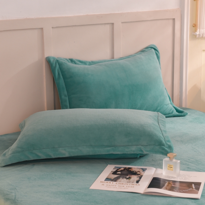 91家纺网 家纺一手货源 找家纺 甜之梦 2025新款牛奶绒单品枕套一对 湖绿拼色