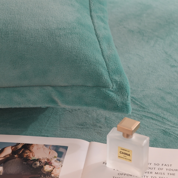 91家纺网 家纺一手货源 找家纺 甜之梦 2025新款牛奶绒单品枕套一对 湖绿拼色