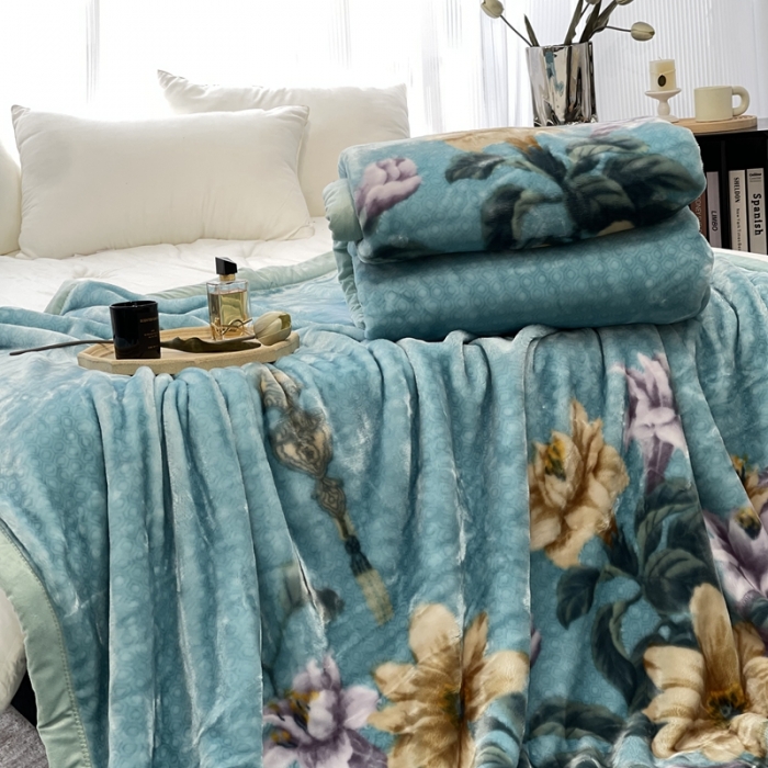 91家纺网 家纺一手货源 找家纺 缔缦 2022新款More design毛毯 天鹅绒毯 蓝色