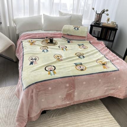 91家纺网 家纺一手货源 找家纺 缔缦 2022新款More design毛毯 云丝毯 粉色-卡通