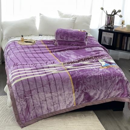 91家纺网 家纺一手货源 找家纺 缔缦 2022新款More design毛毯 云丝毯 紫色