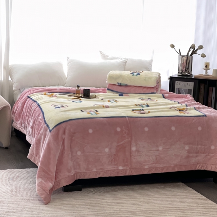 91家纺网 家纺一手货源 找家纺 缔缦 2022新款More design毛毯 云丝毯 粉色-卡通