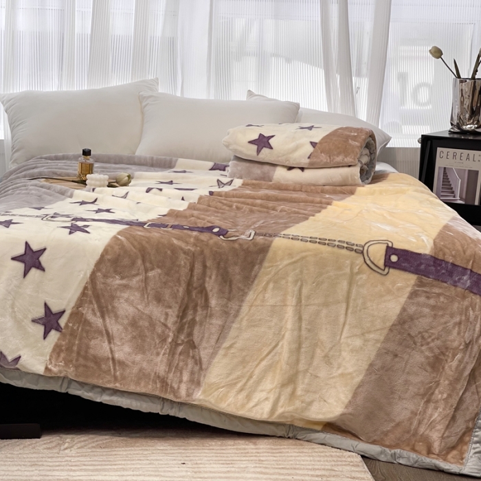 91家纺网 家纺一手货源 找家纺 缔缦 2022新款More design毛毯 云丝毯 拼色星星