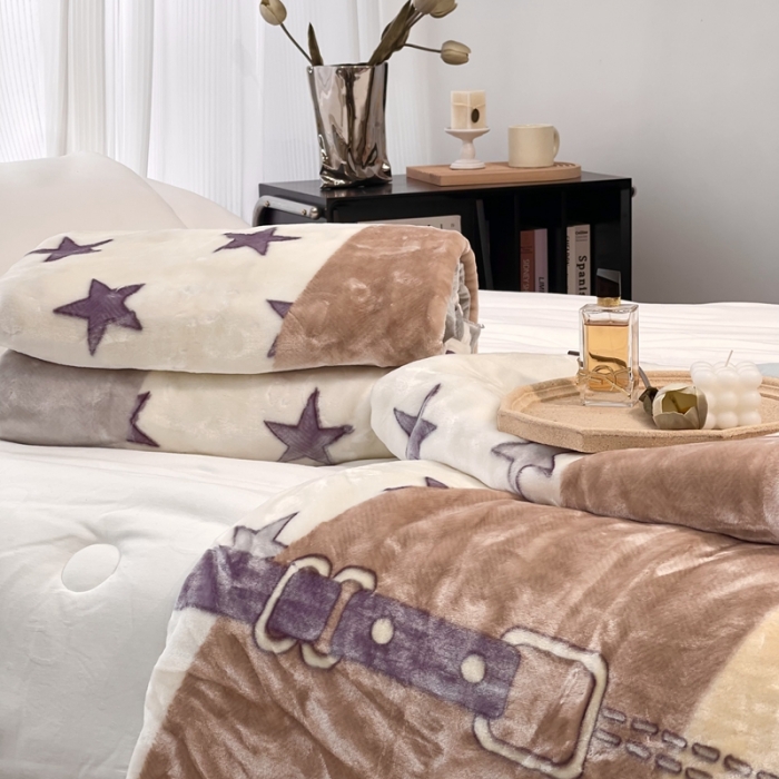 91家纺网 家纺一手货源 找家纺 缔缦 2022新款More design毛毯 云丝毯 拼色星星