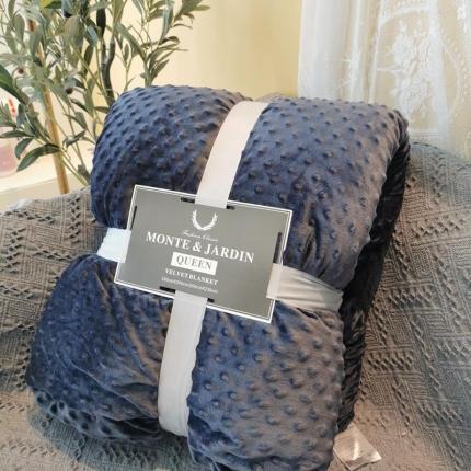 91家纺网 家纺一手货源 找家纺 舒居家纺 2022新款豆豆绒双层加厚毛毯 豆豆深蓝