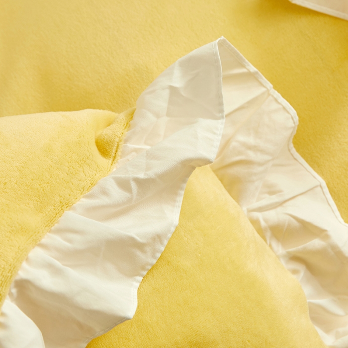 91家纺网 家纺一手货源 找家纺 泉欣新款牛奶绒卡通毛巾绣福兔系列四件套（专版花型） 福兔-黄